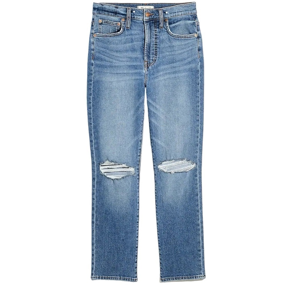 Madewell Jeans 27 The Perfect Vintage Crop Jean Gooding Wash Knee-Rip Edition